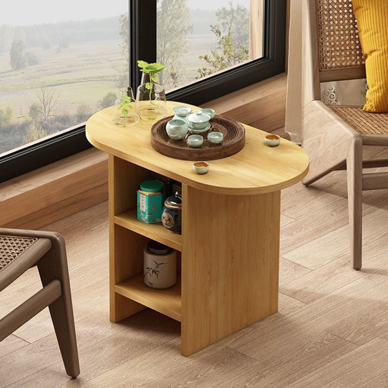 Traditional Japanese Semicircular Rectangle Solid Wood Side Table 3 - Tier For Living Room