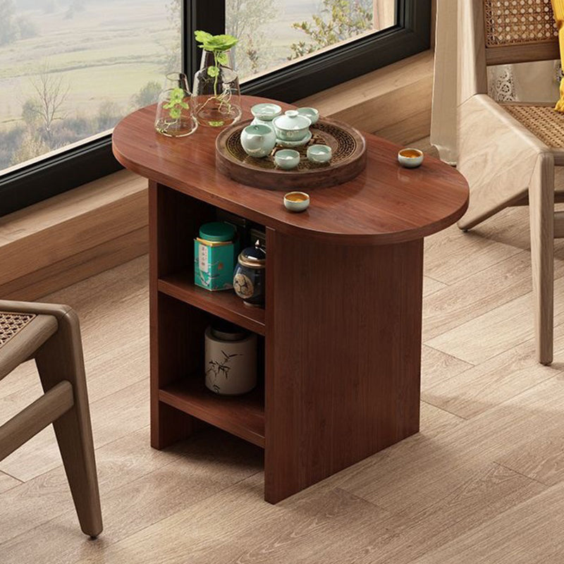 Traditional Japanese Semicircular Rectangle Solid Wood Side Table 3 - Tier For Living Room