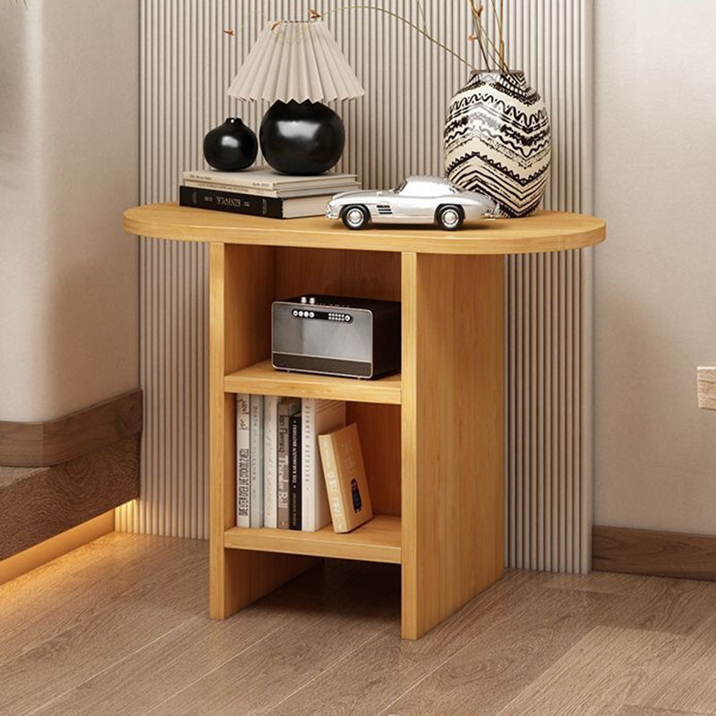 Traditional Japanese Semicircular Rectangle Solid Wood Side Table 3 - Tier For Living Room