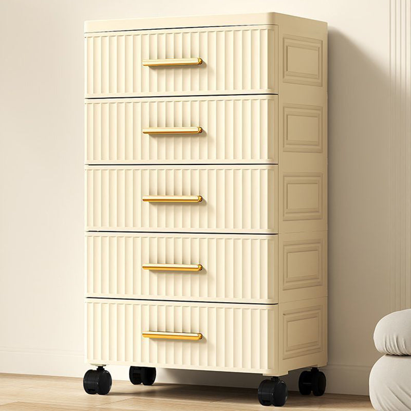 Contemporary Nordic Cream Rectangular Cube PP Side Table 3/4/5 - Drawer For Living Room