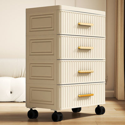 Contemporary Nordic Cream Rectangular Cube PP Side Table 3/4/5 - Drawer For Living Room