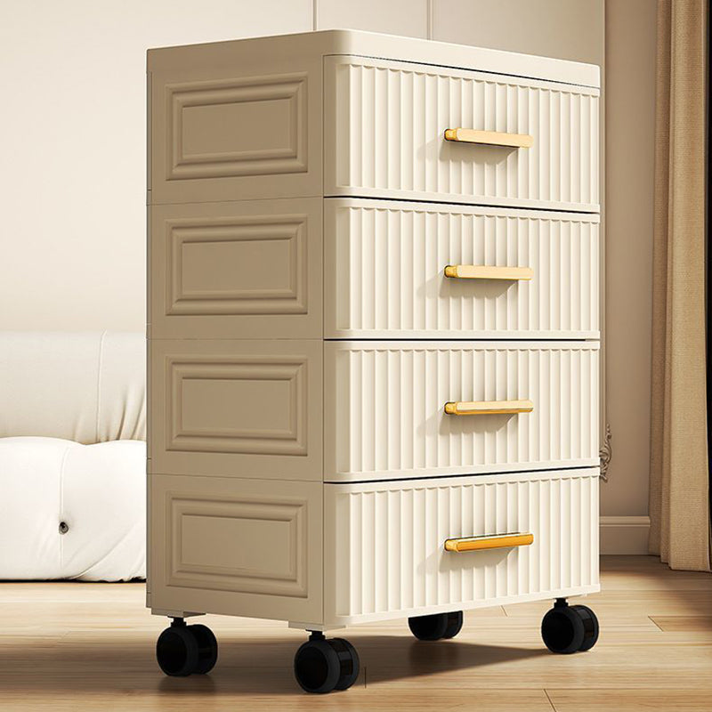 Contemporary Nordic Cream Rectangular Cube PP Side Table 3/4/5 - Drawer For Living Room