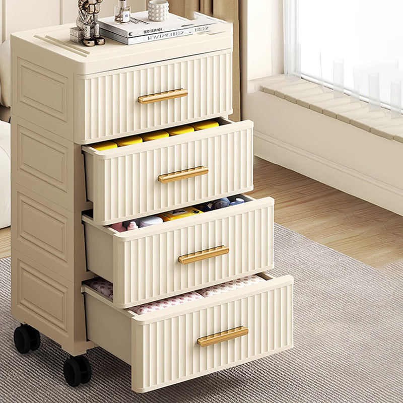 Contemporary Nordic Cream Rectangular Cube PP Side Table 3/4/5 - Drawer For Living Room