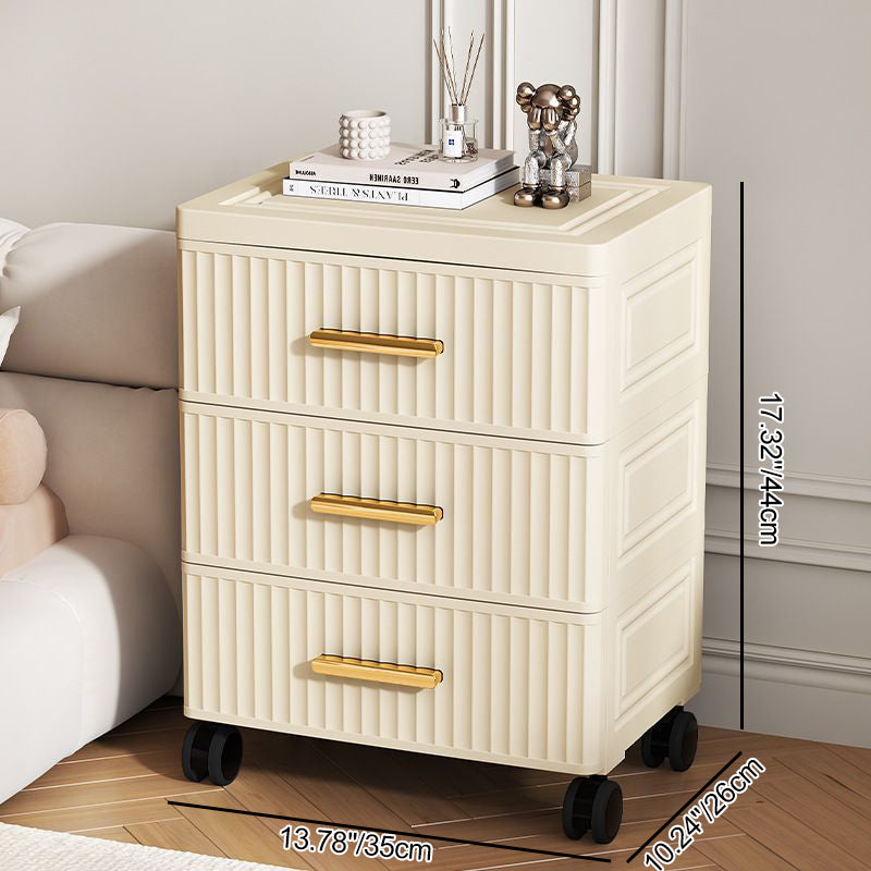 Contemporary Nordic Cream Rectangular Cube PP Side Table 3/4/5 - Drawer For Living Room