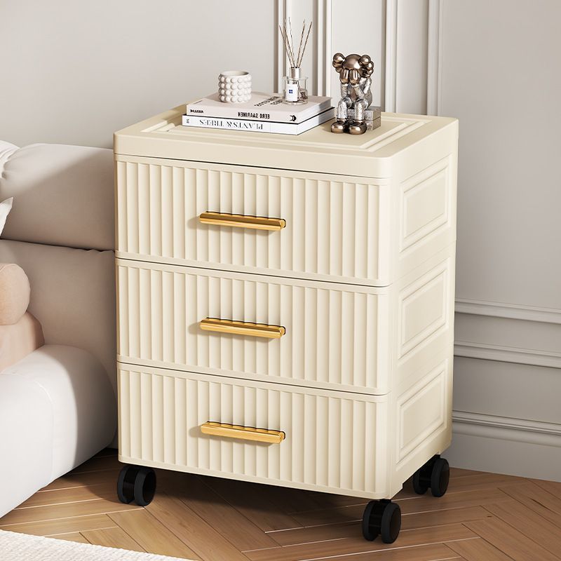 Contemporary Nordic Cream Rectangular Cube PP Side Table 3/4/5 - Drawer For Living Room