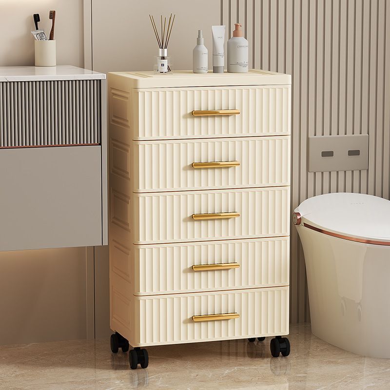 Contemporary Nordic Cream Rectangular Cube PP Side Table 3/4/5 - Drawer For Living Room