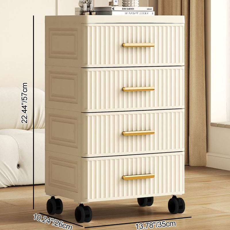 Contemporary Nordic Cream Rectangular Cube PP Side Table 3/4/5 - Drawer For Living Room