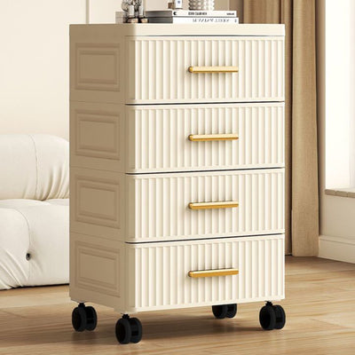 Contemporary Nordic Cream Rectangular Cube PP Side Table 3/4/5 - Drawer For Living Room