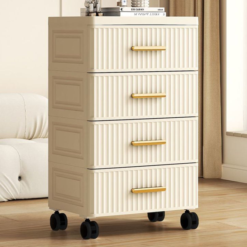 Contemporary Nordic Cream Rectangular Cube PP Side Table 3/4/5 - Drawer For Living Room