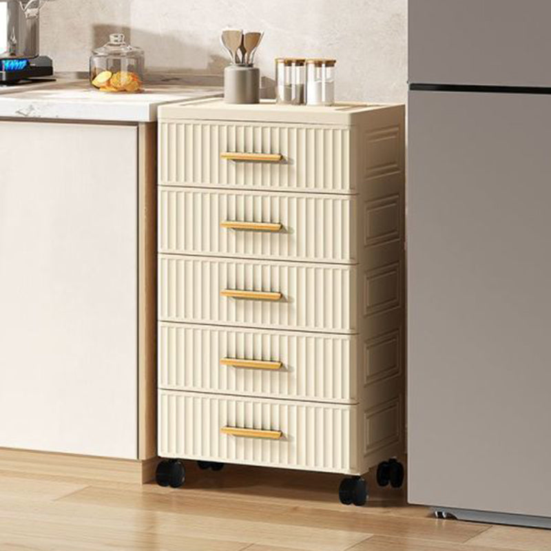 Contemporary Nordic Cream Rectangular Cube PP Side Table 3/4/5 - Drawer For Living Room