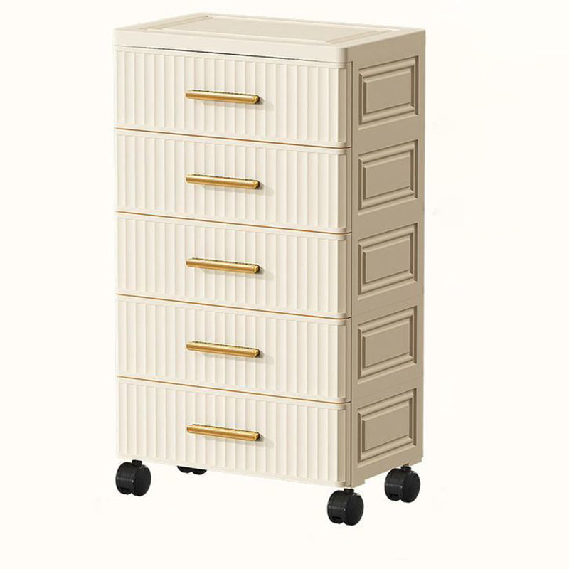 Contemporary Nordic Cream Rectangular Cube PP Side Table 3/4/5 - Drawer For Living Room