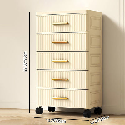 Contemporary Nordic Cream Rectangular Cube PP Side Table 3/4/5 - Drawer For Living Room