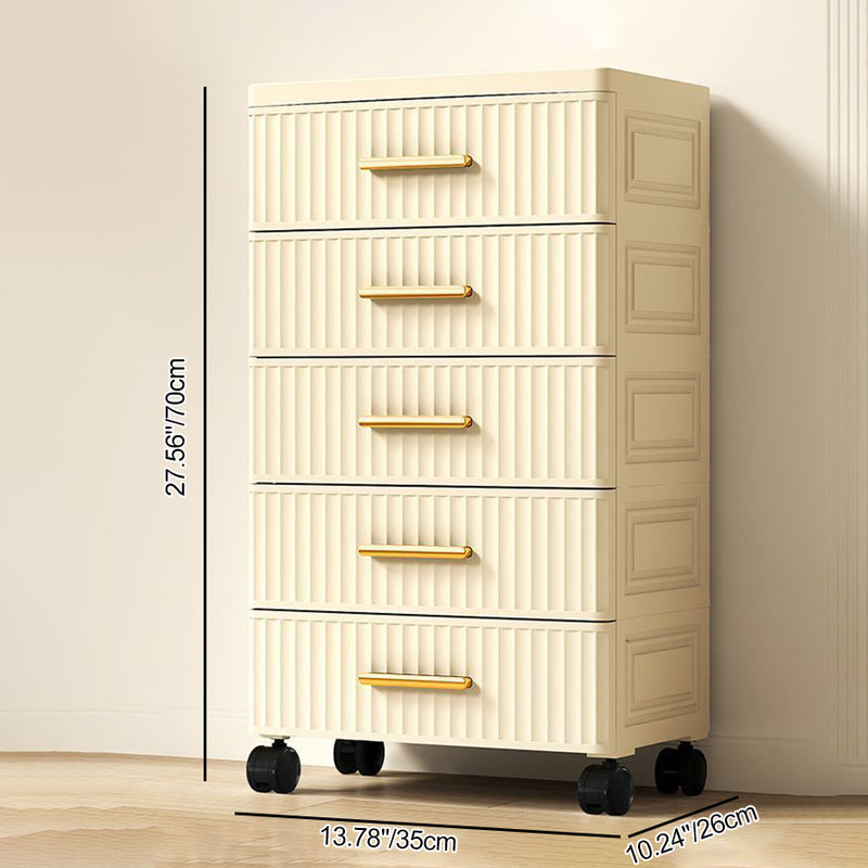 Contemporary Nordic Cream Rectangular Cube PP Side Table 3/4/5 - Drawer For Living Room