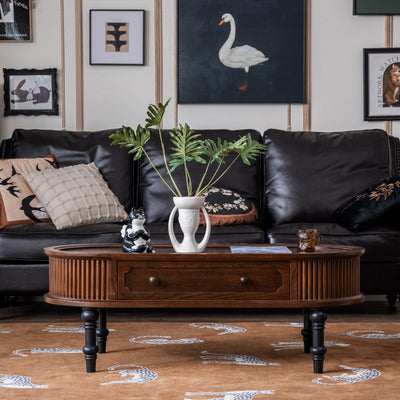 Zeitgenössischer skandinavischer Zylinder Rattan Webnetz Massivholz Couchtisch 1 - Ebene für das Wohnzimmer 