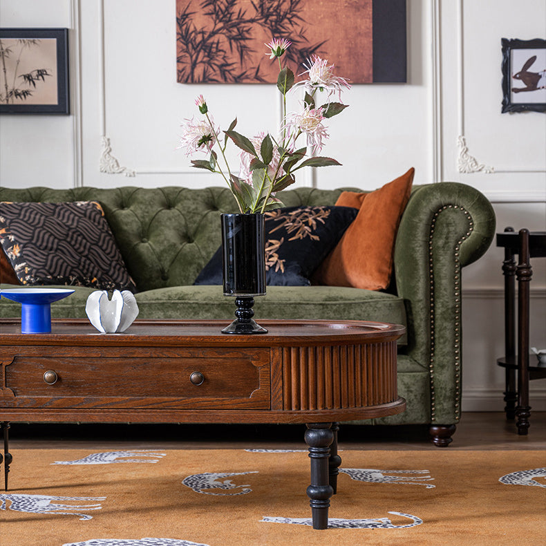 Zeitgenössischer skandinavischer Zylinder Rattan Webnetz Massivholz Couchtisch 1 - Ebene für das Wohnzimmer 