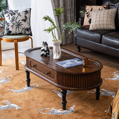 Zeitgenössischer skandinavischer Zylinder Rattan Webnetz Massivholz Couchtisch 1 - Ebene für das Wohnzimmer 