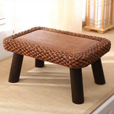 Zeitgenössischer skandinavischer Zylinder Rattan Webnetz Massivholz Couchtisch 1 - Ebene für das Wohnzimmer 