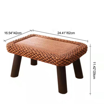 Zeitgenössischer skandinavischer Zylinder Rattan Webnetz Massivholz Couchtisch 1 - Ebene für das Wohnzimmer 