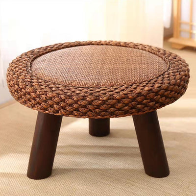 Zeitgenössischer skandinavischer Zylinder Rattan Webnetz Massivholz Couchtisch 1 - Ebene für das Wohnzimmer 
