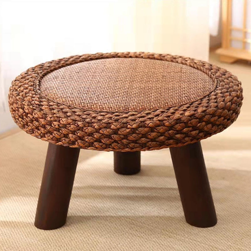 Zeitgenössischer skandinavischer Zylinder Rattan Webnetz Massivholz Couchtisch 1 - Ebene für das Wohnzimmer 