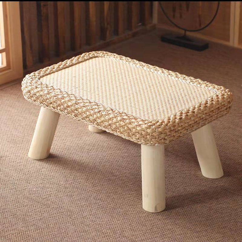 Zeitgenössischer skandinavischer Zylinder Rattan Webnetz Massivholz Couchtisch 1 - Ebene für das Wohnzimmer 