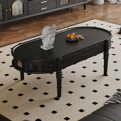 Zeitgenössischer skandinavischer Zylinder Rattan Webnetz Massivholz Couchtisch 1 - Ebene für das Wohnzimmer 