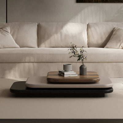 Modern Art Deco Rectangle Rotatable Splicing Color Artificial Board Coffee Table 3 - Tier For Living Room