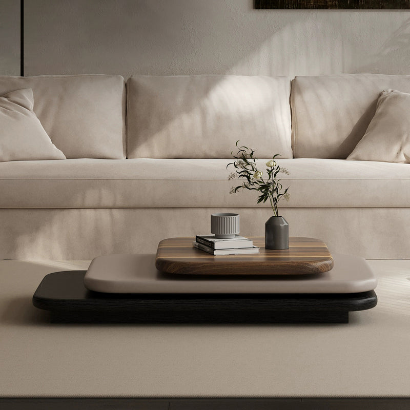Modern Art Deco Rectangle Rotatable Splicing Color Artificial Board Coffee Table 3 - Tier For Living Room