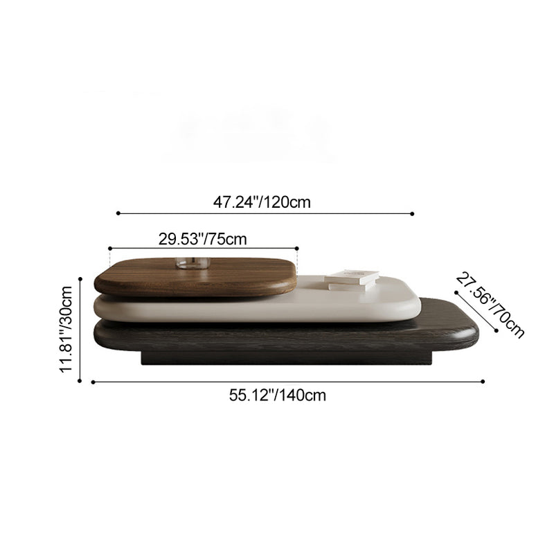Modern Art Deco Rectangle Rotatable Splicing Color Artificial Board Coffee Table 3 - Tier For Living Room
