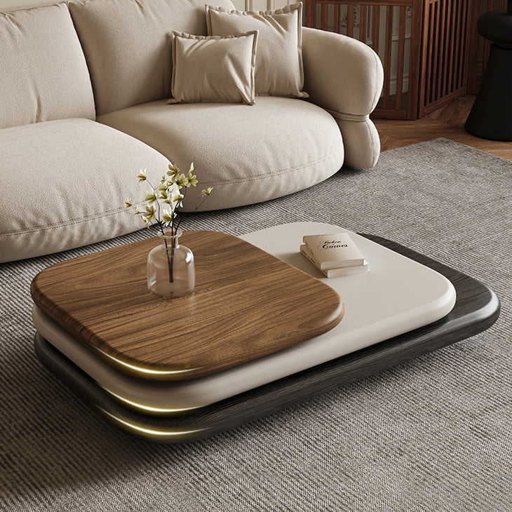Modern Art Deco Rectangle Rotatable Splicing Color Artificial Board Coffee Table 3 - Tier For Living Room