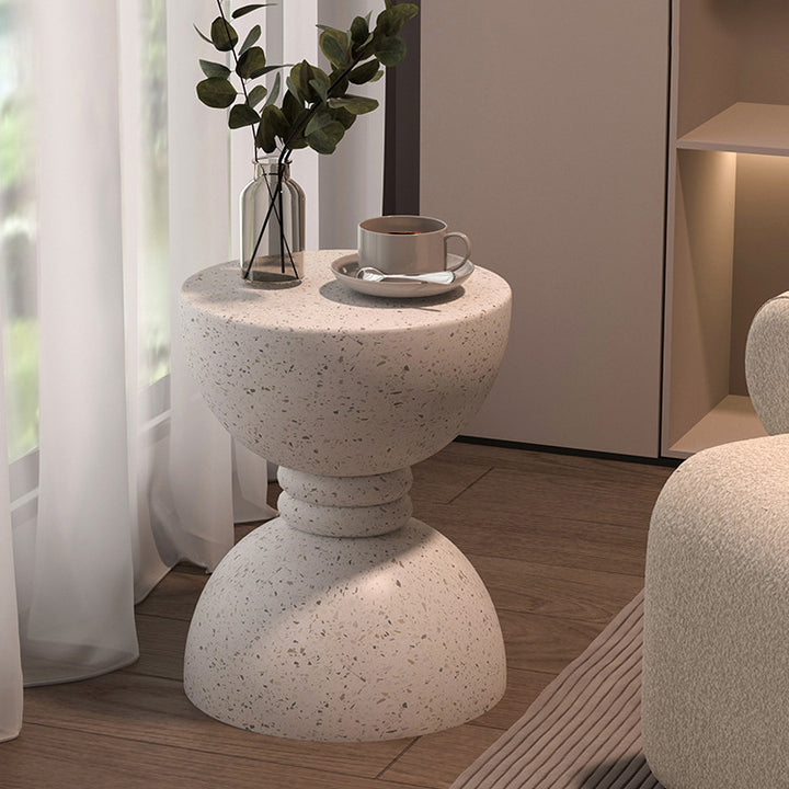 Table d'appoint en oxyde de magnésium contemporain en forme de sablier nordique 1 - niveau pour salon 