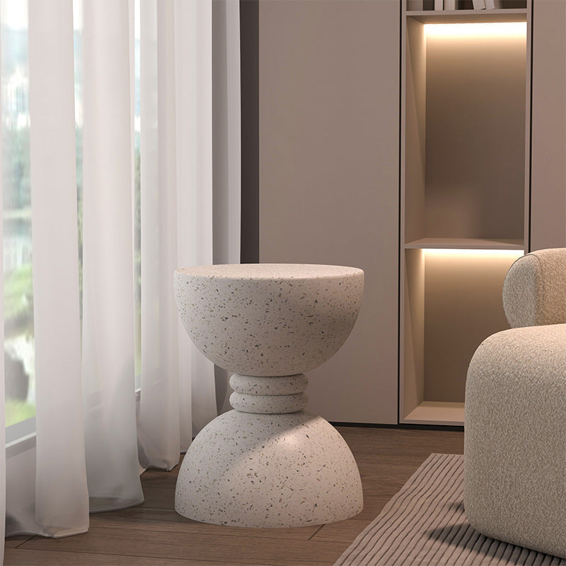 Contemporary Nordic Hourglass Magnesium Oxide Side Table 1 - Tier For Living Room