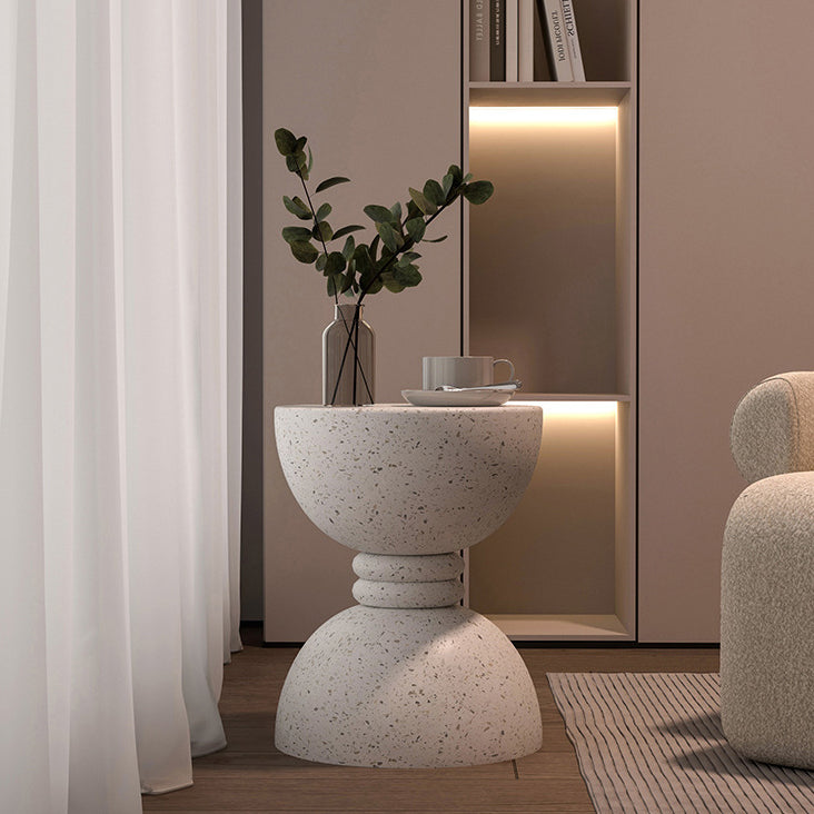Contemporary Nordic Hourglass Magnesium Oxide Side Table 1 - Tier For Living Room