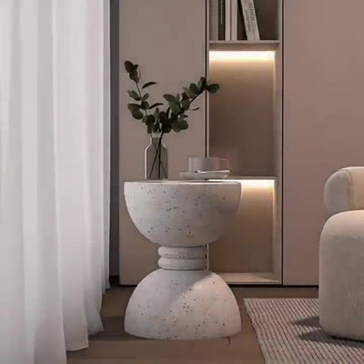 Contemporary Nordic Hourglass Magnesium Oxide Side Table 1 - Tier For Living Room