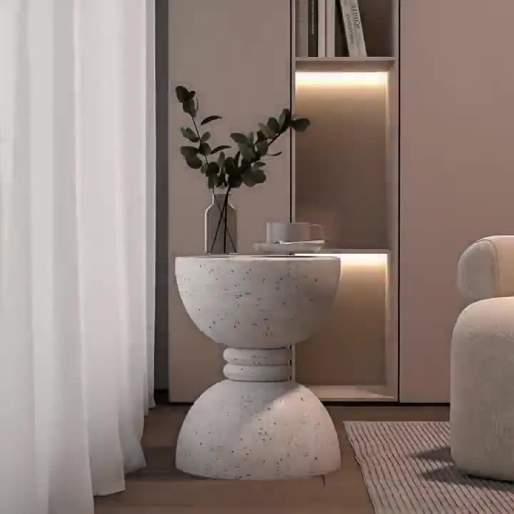 Contemporary Nordic Hourglass Magnesium Oxide Side Table 1 - Tier For Living Room