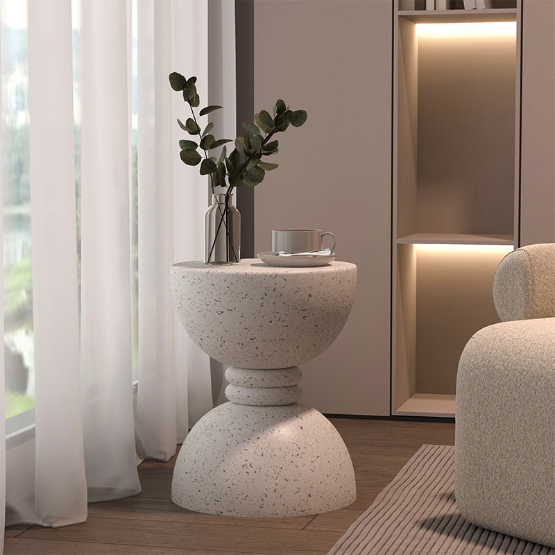 Contemporary Nordic Hourglass Magnesium Oxide Side Table 1 - Tier For Living Room