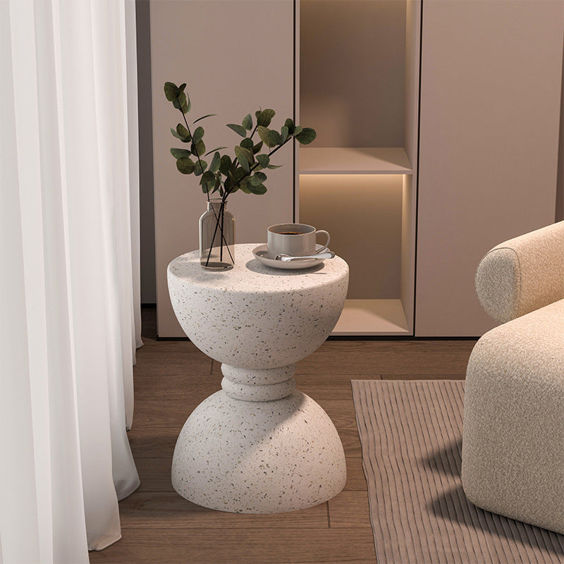Contemporary Nordic Hourglass Magnesium Oxide Side Table 1 - Tier For Living Room