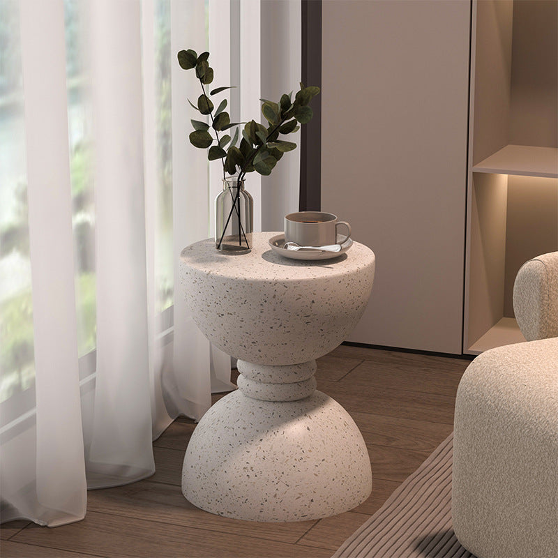 Contemporary Nordic Hourglass Magnesium Oxide Side Table 1 - Tier For Living Room