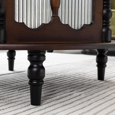Traditional French Cylinder Red Oak Solid Wood Glass Coffee Table 1 - Cabinet For Living Room