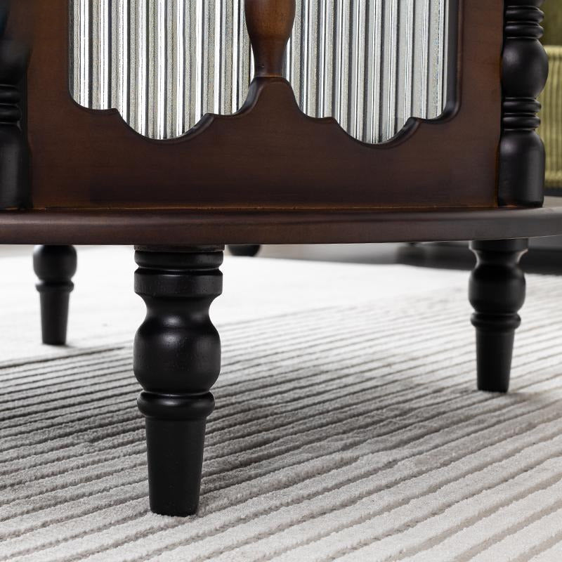 Traditional French Cylinder Red Oak Solid Wood Glass Coffee Table 1 - Cabinet For Living Room