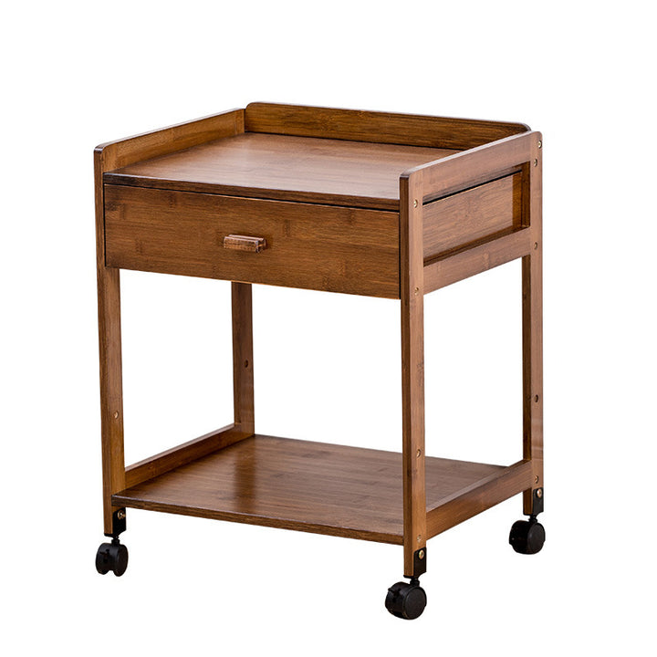 Traditional Japanese Square Bamboo Side Table 1/2 - Drawer For Living Room