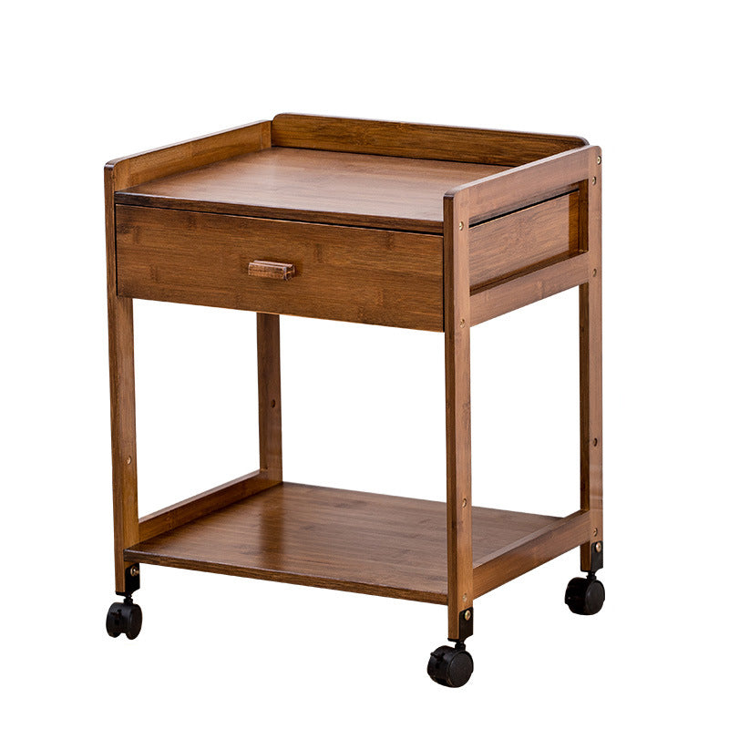 Traditional Japanese Square Phyllostachys Edulis Hardware Side Table 1/2 - Drawer For Living Room