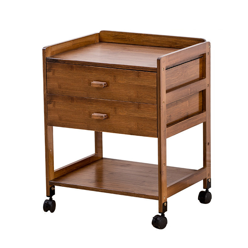Traditional Japanese Square Bamboo Side Table 1/2 - Drawer For Living Room