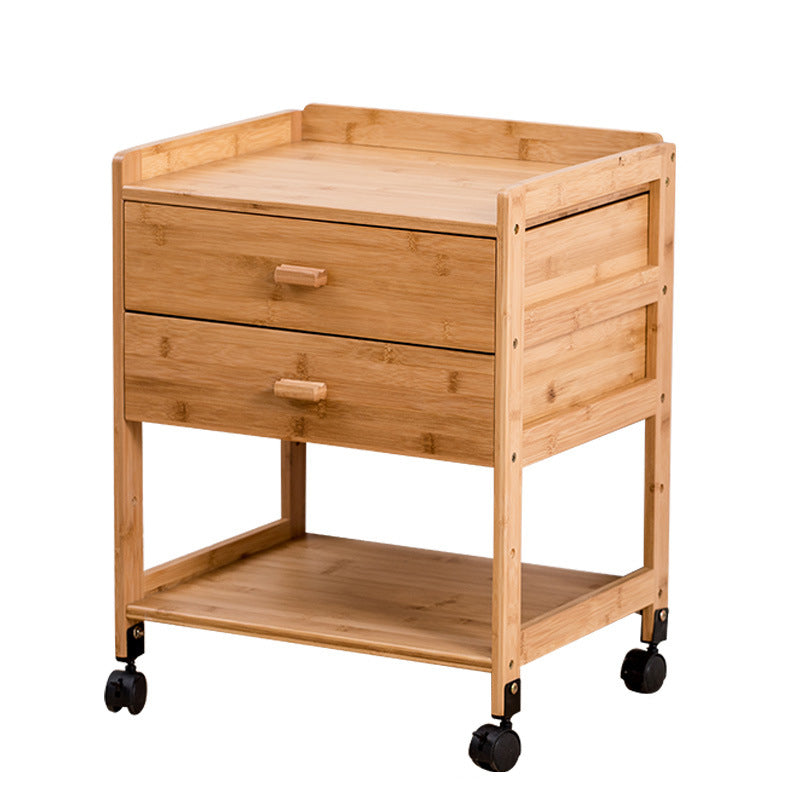 Traditional Japanese Square Bamboo Side Table 1/2 - Drawer For Living Room