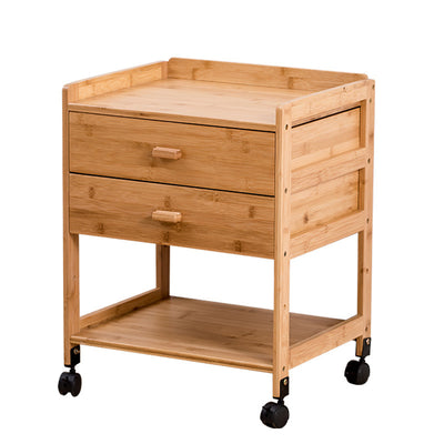 Traditional Japanese Square Phyllostachys Edulis Hardware Side Table 1/2 - Drawer For Living Room