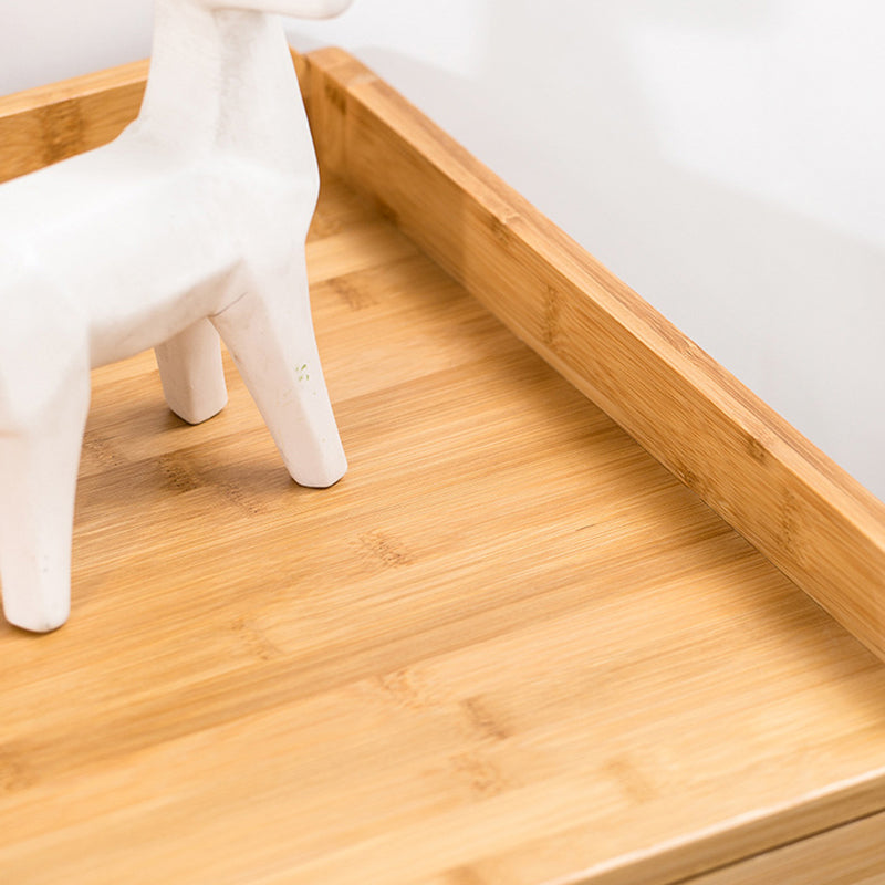 Traditional Japanese Square Phyllostachys Edulis Hardware Side Table 1/2 - Drawer For Living Room