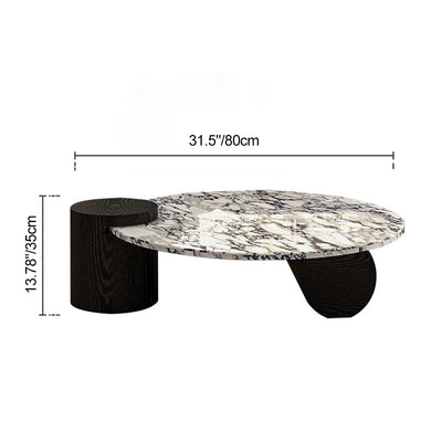 Contemporary Scandinavian Round Marble Solid Wood Coffee Table 1 - Tier For Living Room