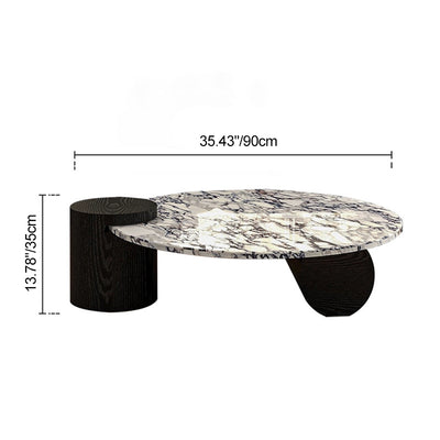 Contemporary Scandinavian Round Marble Solid Wood Coffee Table 1 - Tier For Living Room