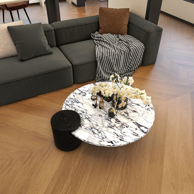 Contemporary Scandinavian Round Marble Solid Wood Coffee Table 1 - Tier For Living Room
