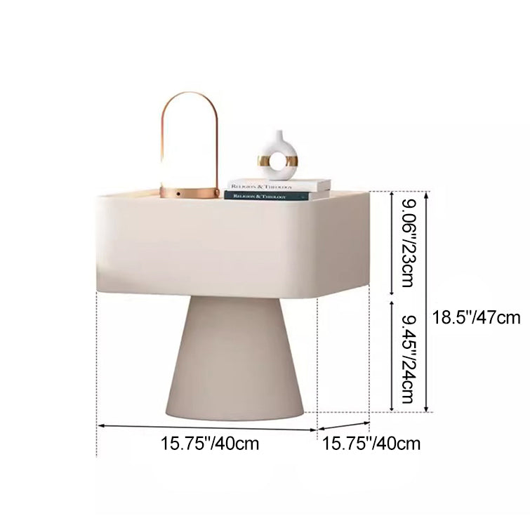 Zeitgenössischer Nachttisch aus nordischem Kiefernholz mit gesintertem Stein und 2 Schubladen für das Schlafzimmer 